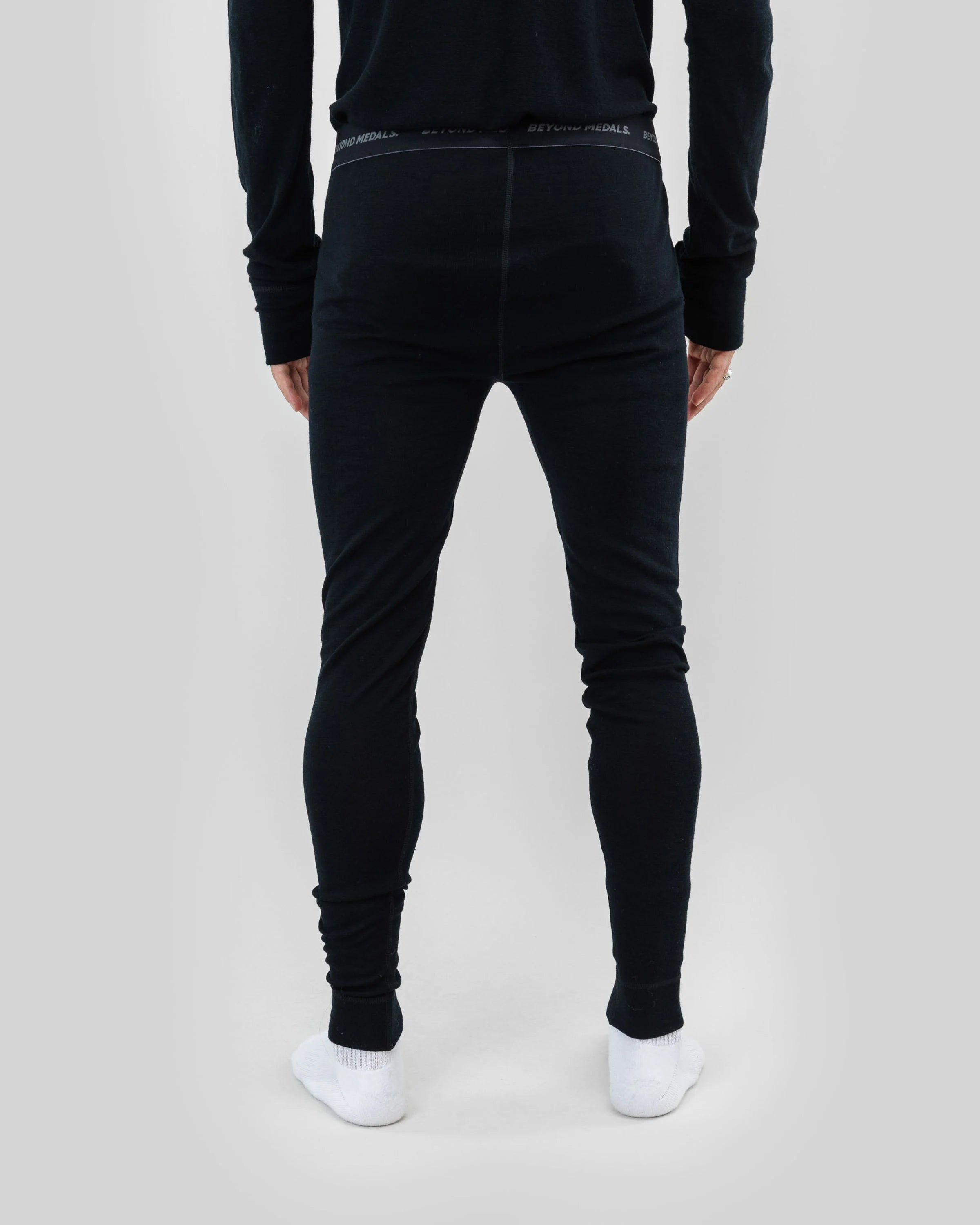 Beyond Medals Merino Baselayer Thermals, Bottom- Black - Unisex