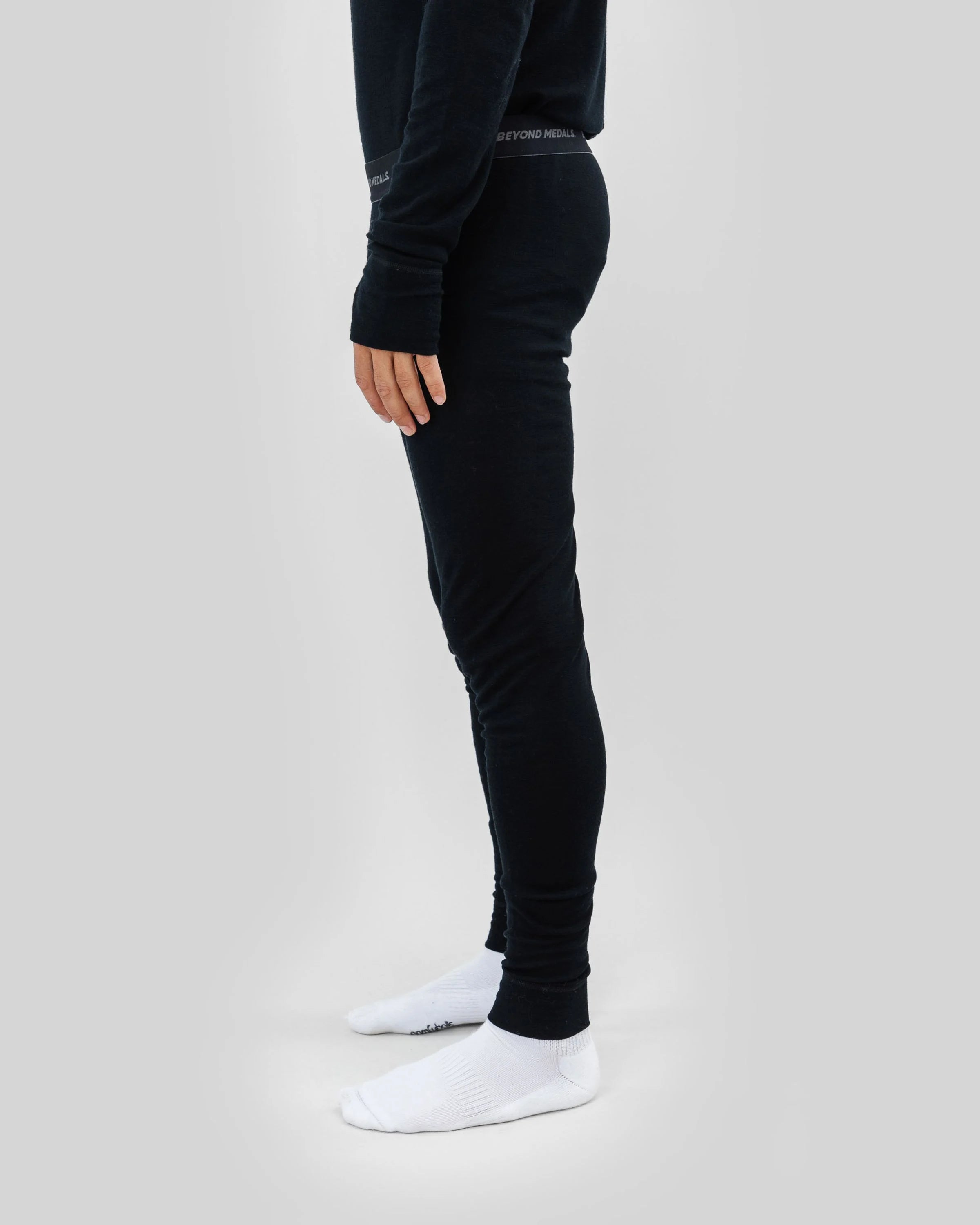 Beyond Medals Merino Baselayer Thermals, Bottom- Black - Unisex