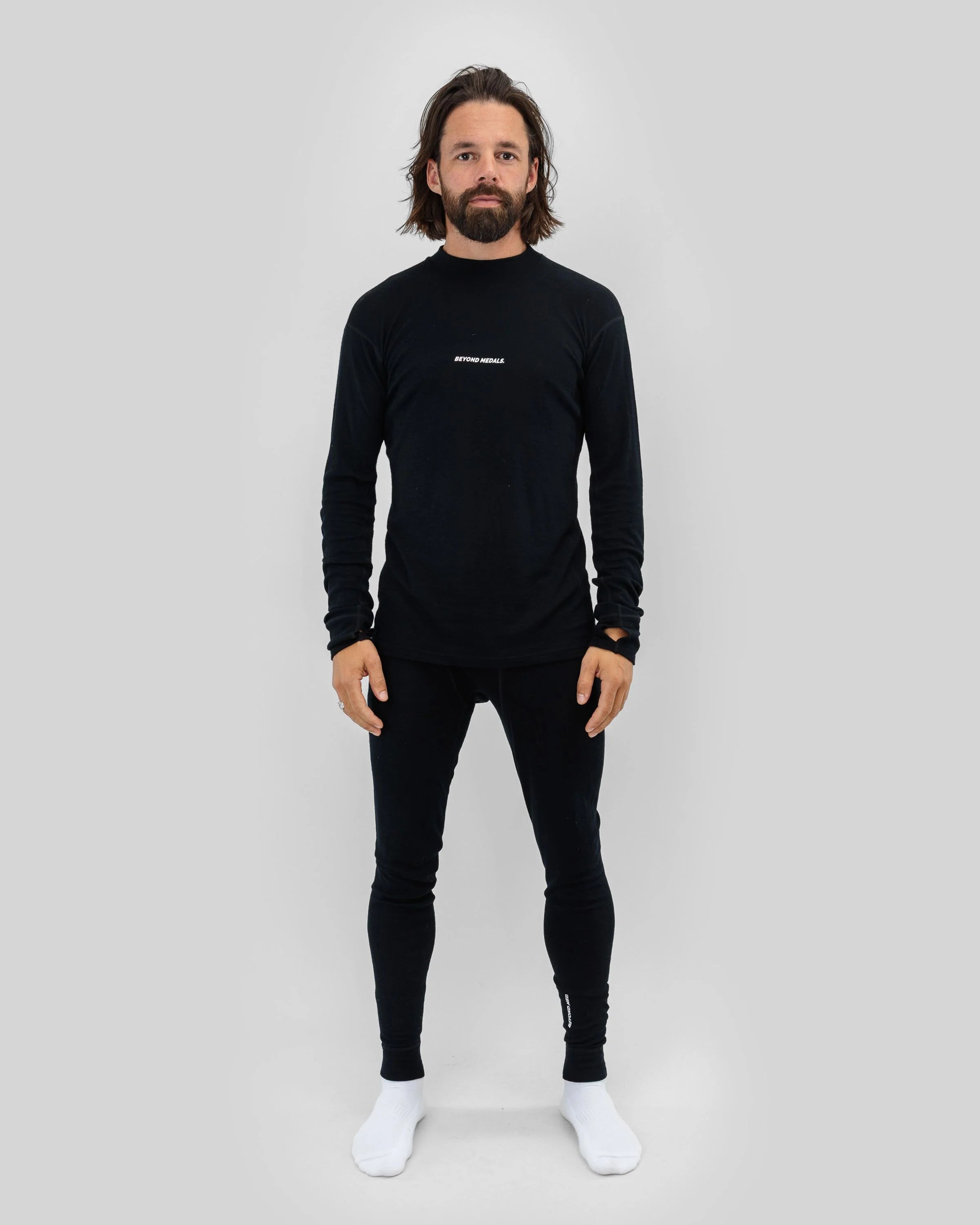 Beyond Medals Merino Baselayer Thermals, Top- Black - Unisex