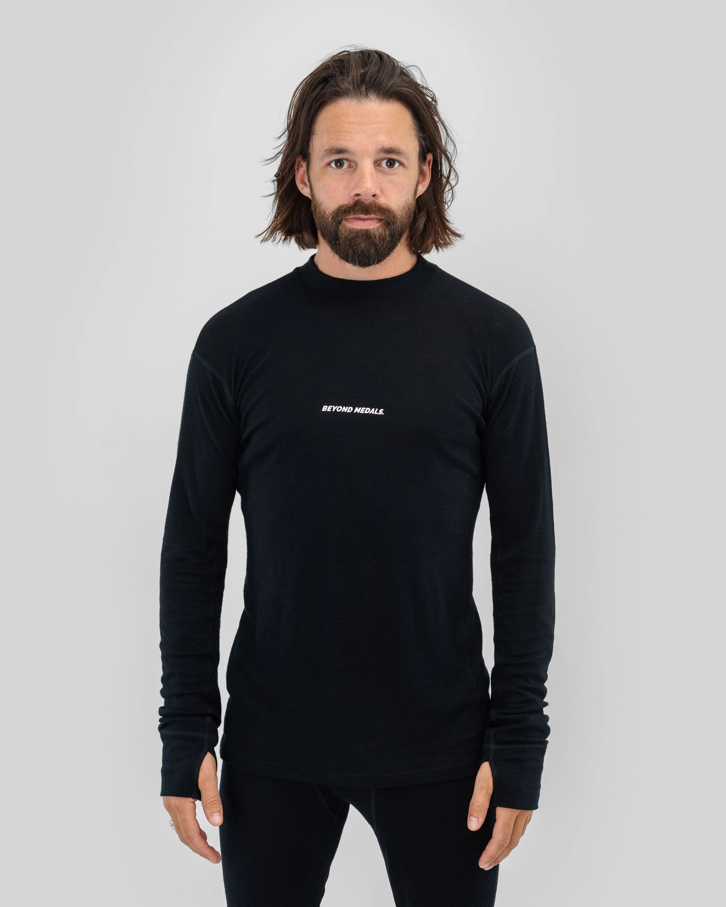 Beyond Medals Merino Baselayer Thermals, Top- Black - Unisex