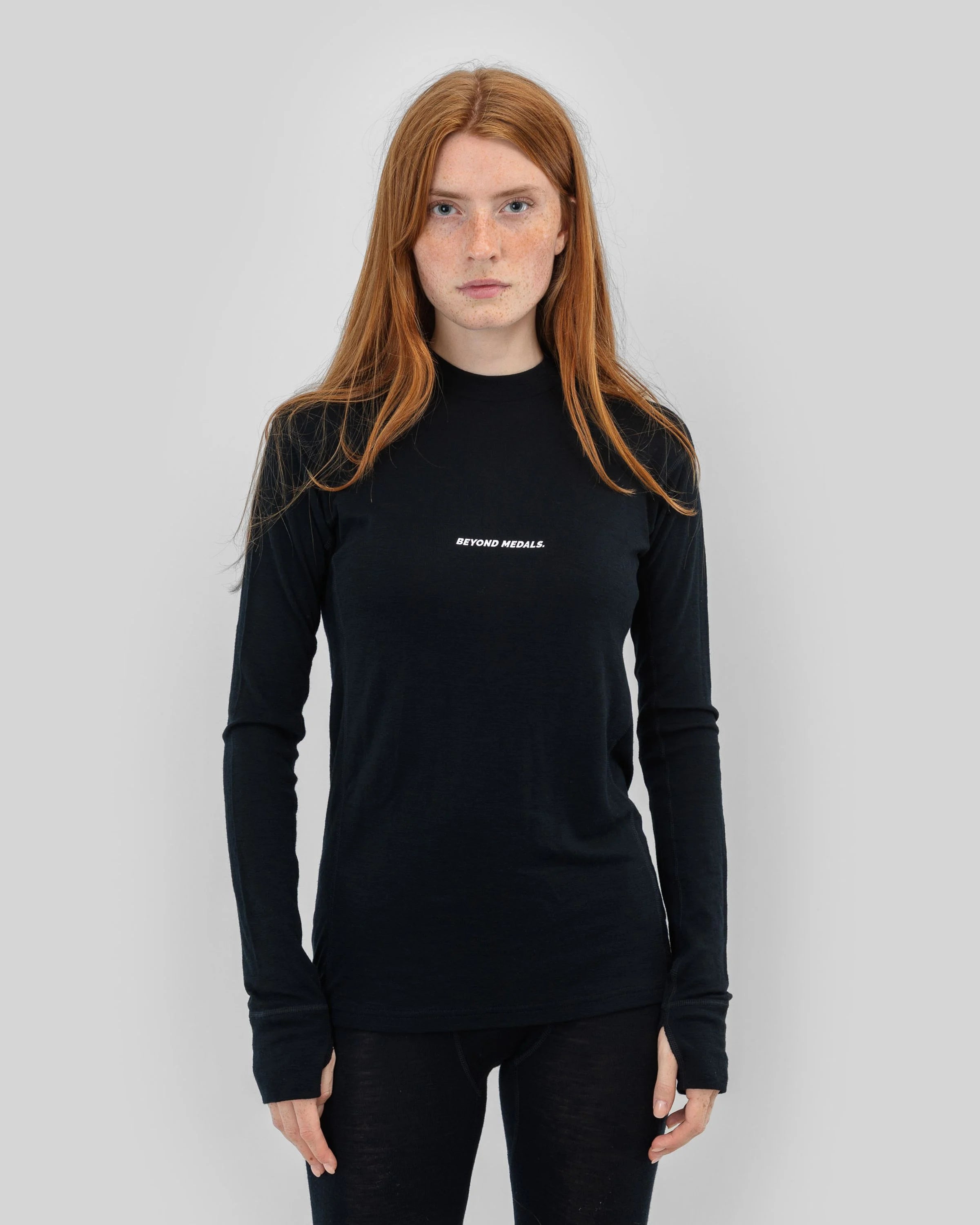 Beyond Medals Merino Baselayer Thermals, Top- Black - Unisex