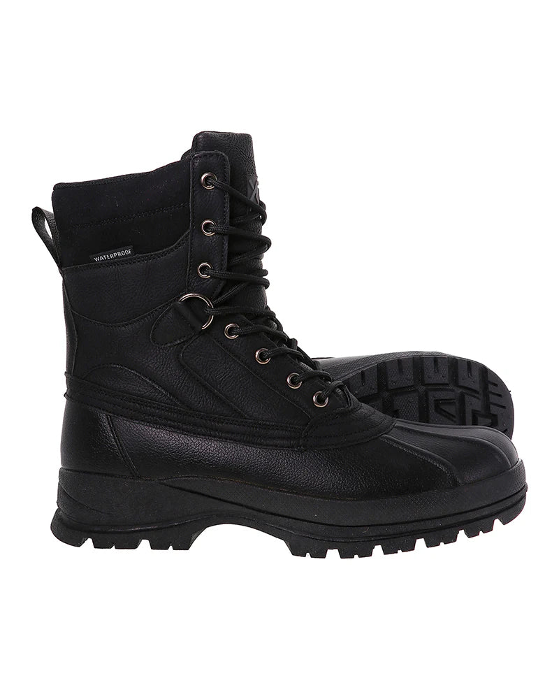 XTM Mens Konrad Waterproof Insulated Traction Sole Snow Boot Black