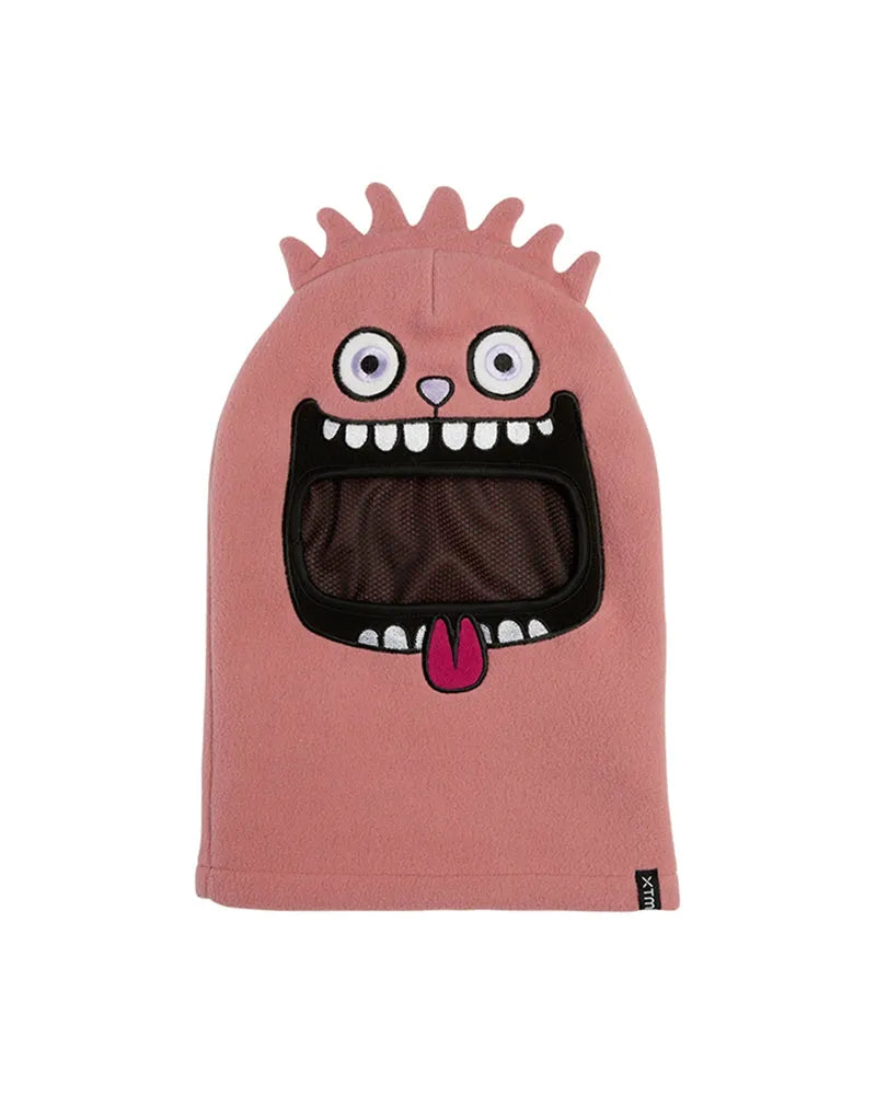 XTM Snow Gremlin 2 Kids' Fun Character Fleece Balaclava, Neck Warmer-Dusty Rose