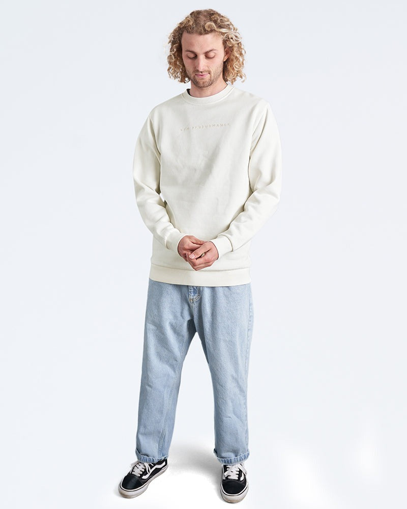 XTM Nomad Organic Cotton Yarn Blend Crew Neck Unisex Jumer-Egret