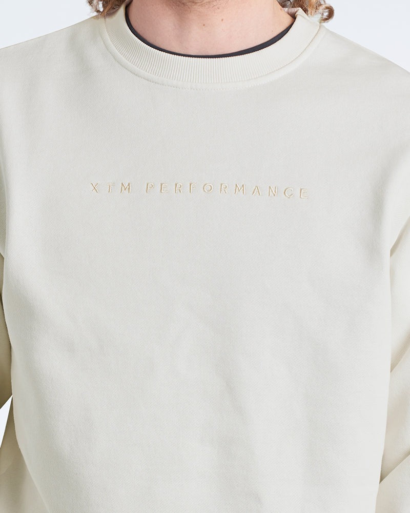 XTM Nomad Organic Cotton Yarn Blend Crew Neck Unisex Jumer-Egret