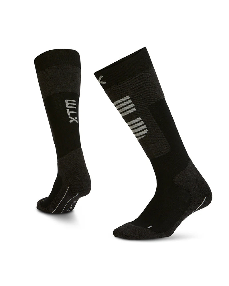 Snow Sock XTM Half Pipe II Merino Wool-Blend Ski Socks- Black