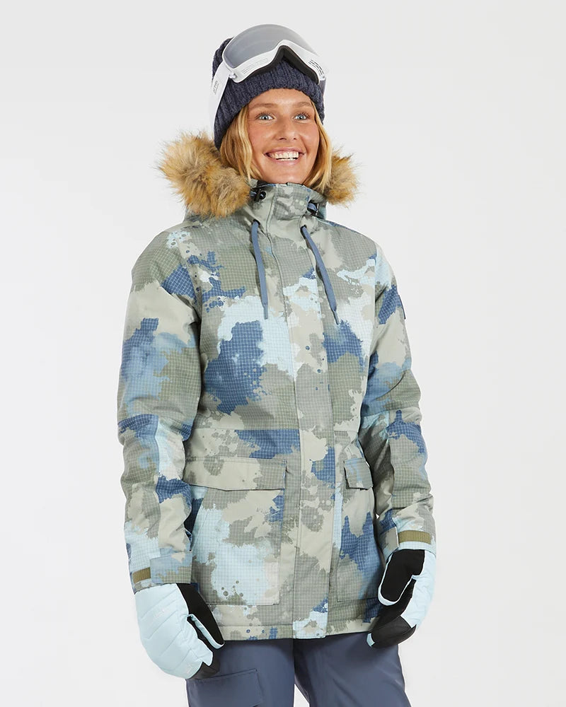 XTM Womens Ryker Snow Jacket- Indigo, Stone Camo NEW