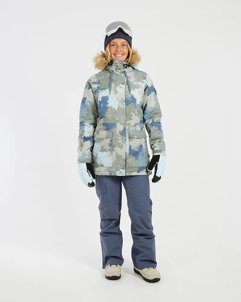 XTM Womens Ryker Snow Jacket- Indigo, Stone Camo NEW