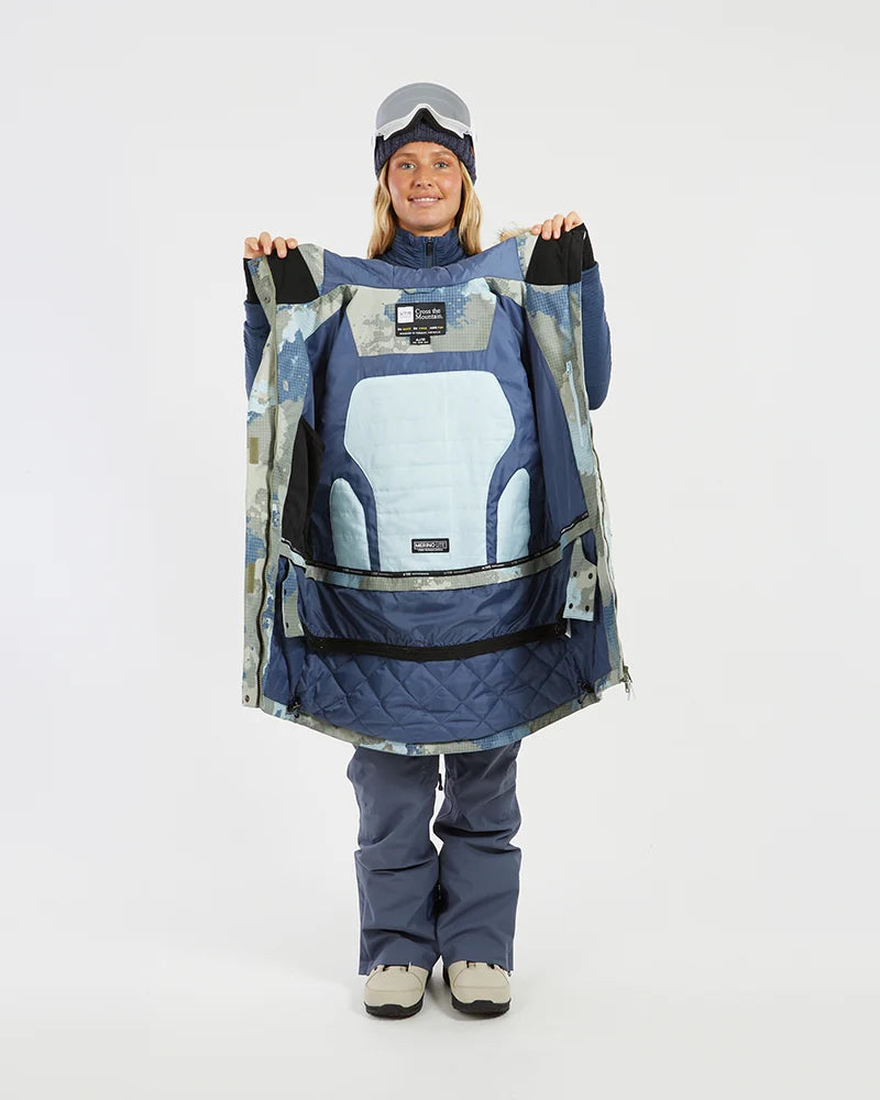 XTM Womens Ryker Snow Jacket- Indigo, Stone Camo NEW