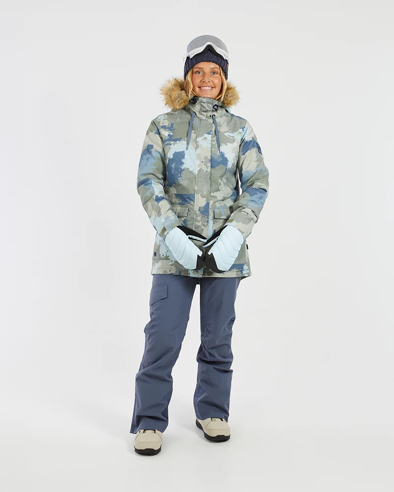 XTM Womens Ryker Snow Jacket- Indigo, Stone Camo NEW