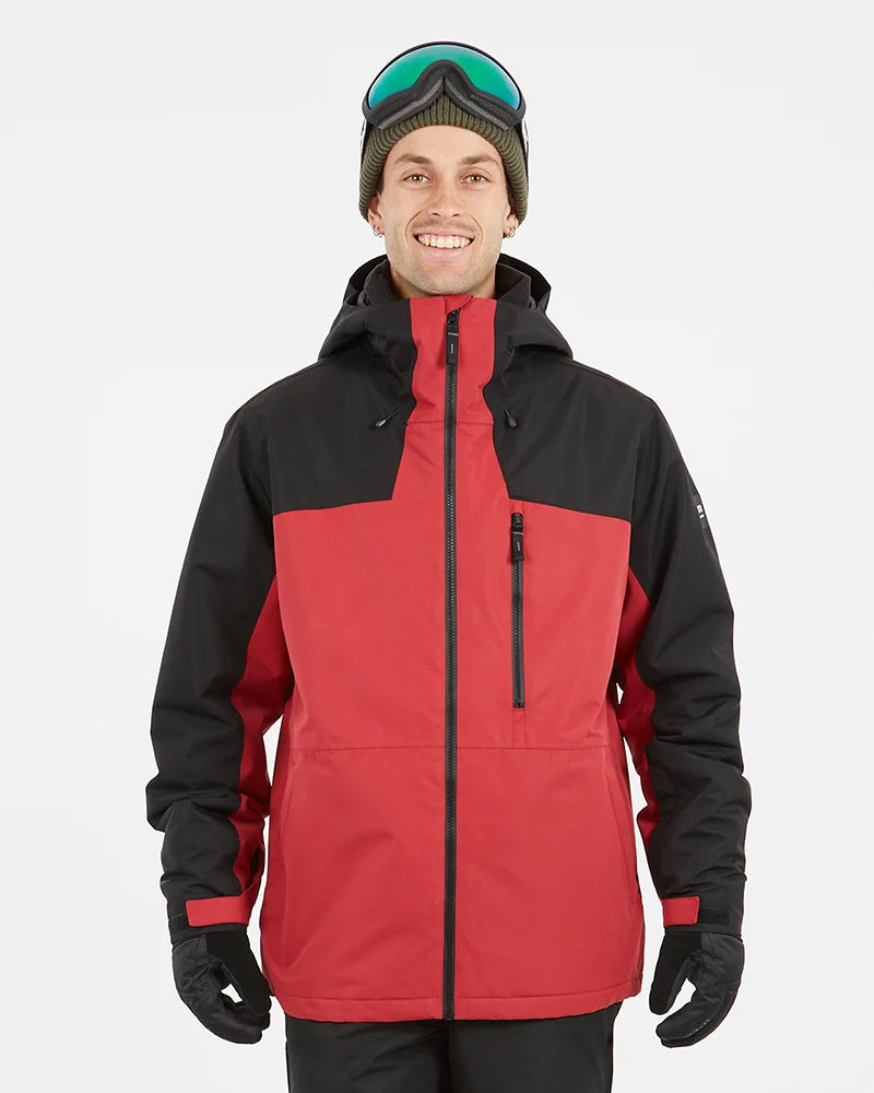 XTM Mens Descent Ski Jacket- Garnet, Evergreen, Stone Grey