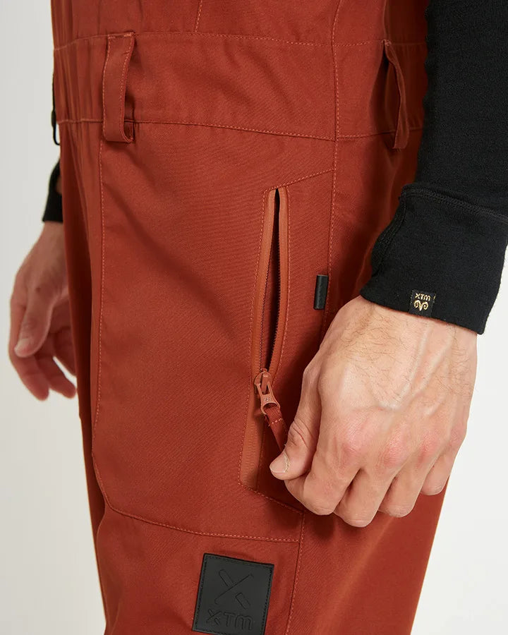 XTM Snow Bib & Brace Fletcher Mens Bib Snow Ski Pant -Brick