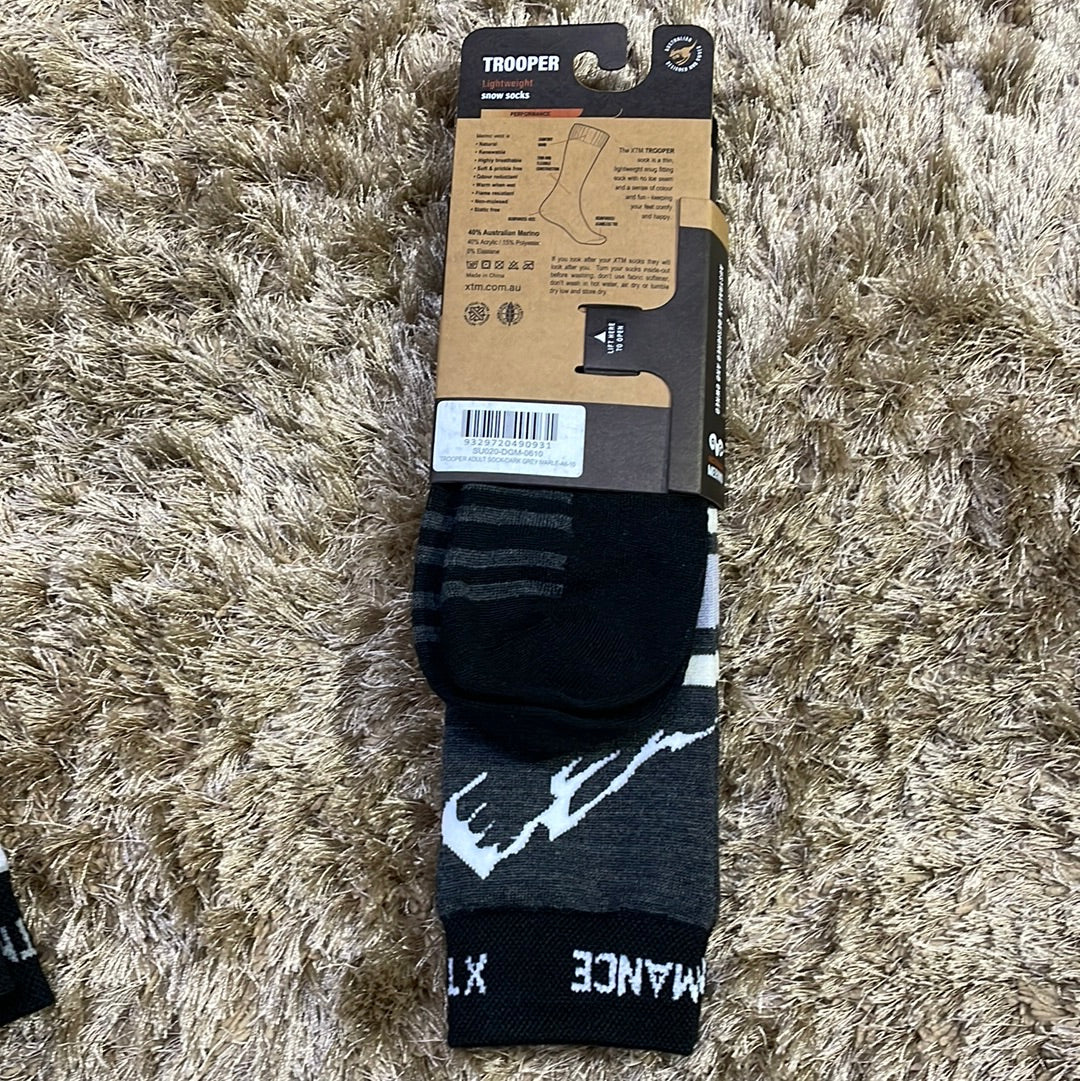 Snow Socks TROOPER XTM Adult Socks- Grey Marle