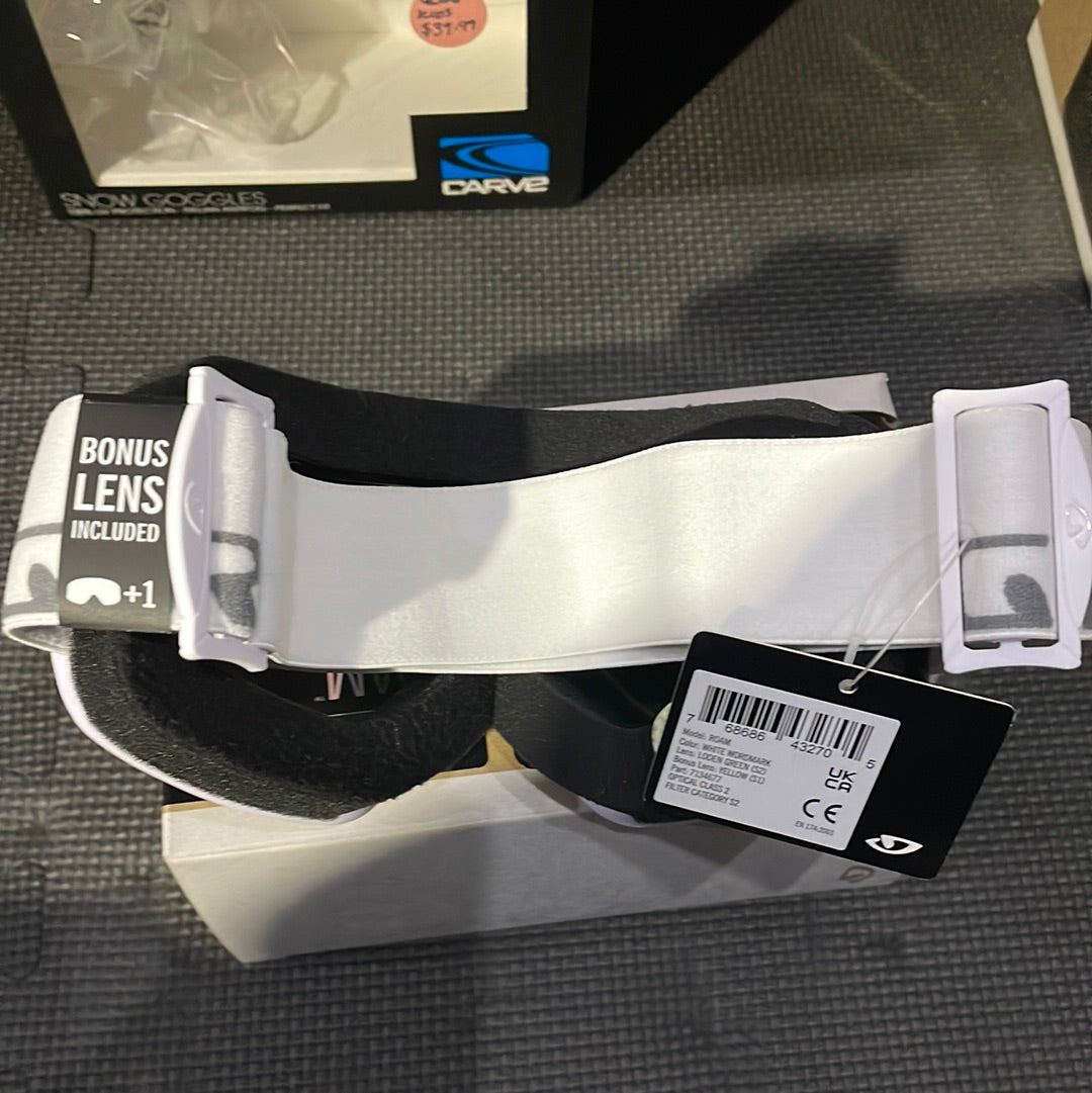 Snow Goggles ROAM GIRO White Woodmark + Loden Green + Yellow (2 x lenses)
