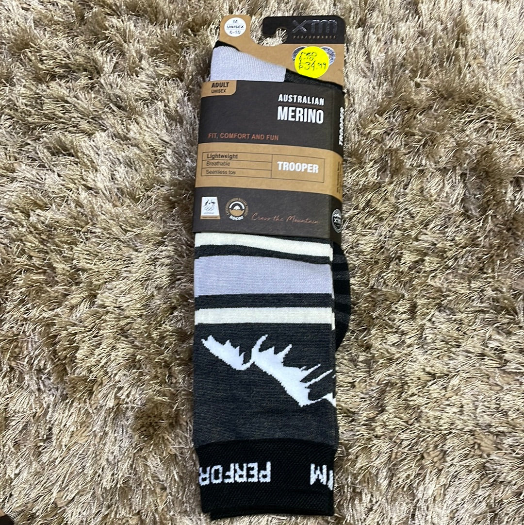 Snow Socks TROOPER XTM Adult Socks- Grey Marle