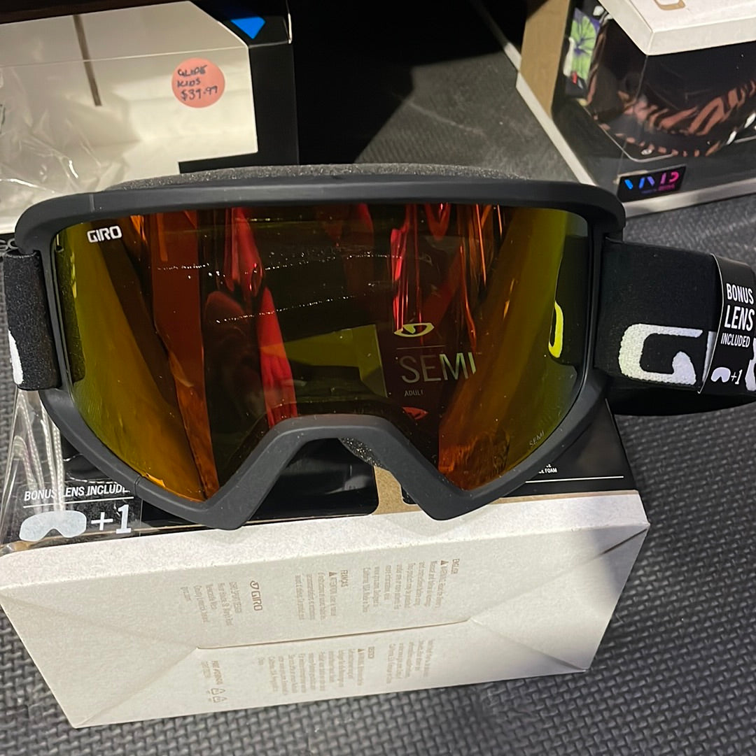 Snow Goggles SEMI GIRO Black Woodmark Amber Scarlet + Yellow