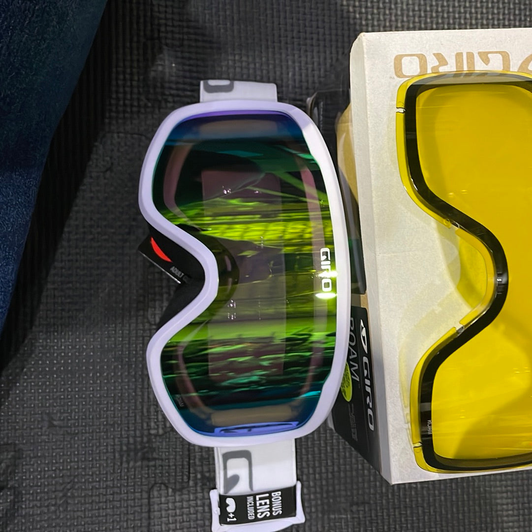 Snow Goggles ROAM GIRO White Woodmark + Loden Green + Yellow (2 x lenses)