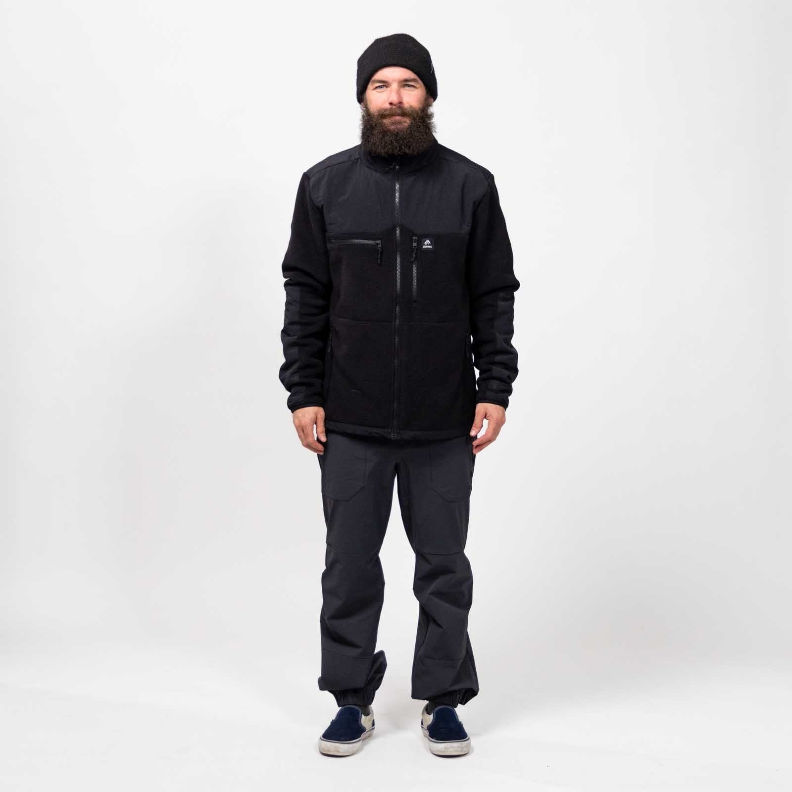 JONES Men's Base Camp Recycled Fleece Jacket- Stealth Black