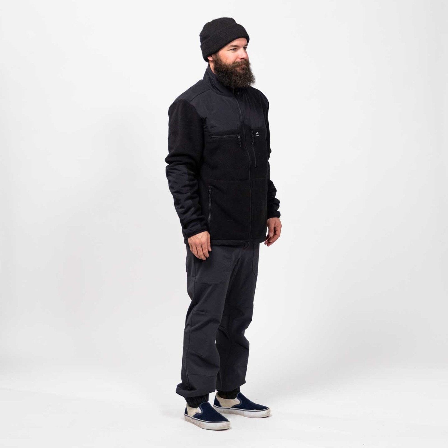 JONES Men's Base Camp Recycled Fleece Jacket- Stealth Black