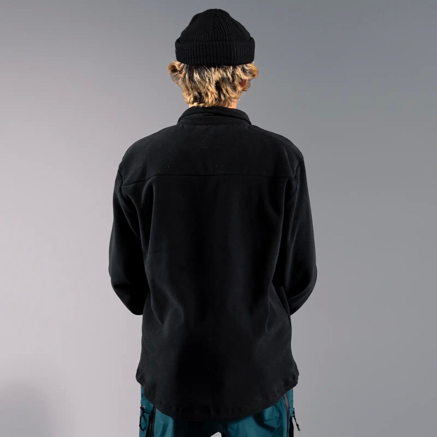 JONES Men's December Recycled Fleece Shirt-Stealth Black