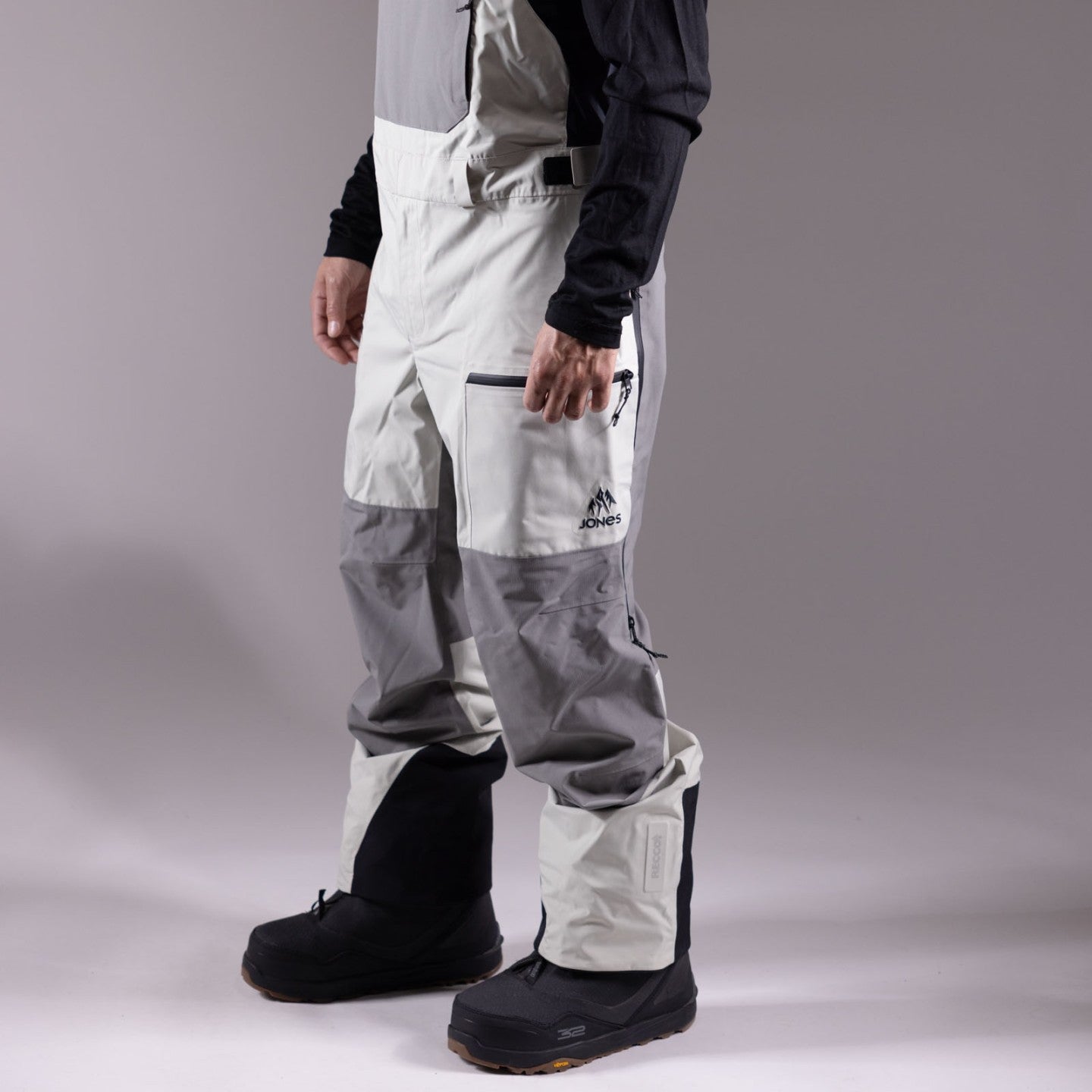 Snow Bib JONES Mountain Surf Bib, Mens- Grey Smoke