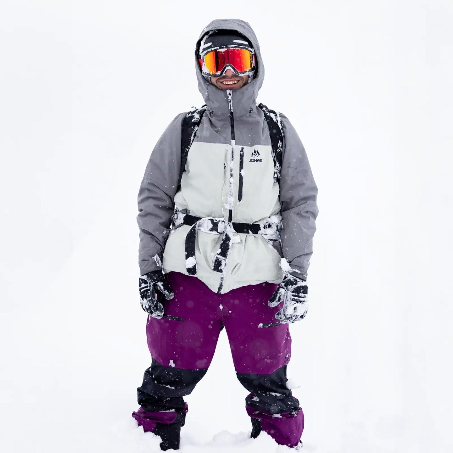Snow Bib JONES Mountain Surf Bib, Mens- Grey Smoke