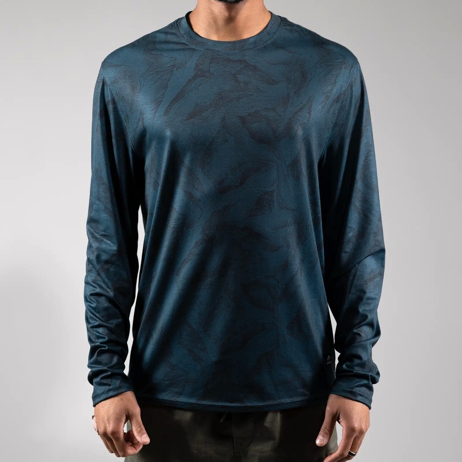 JONES Men's Recycled Long Sleeve Tech Tee- Base Layers- Pacific Teal