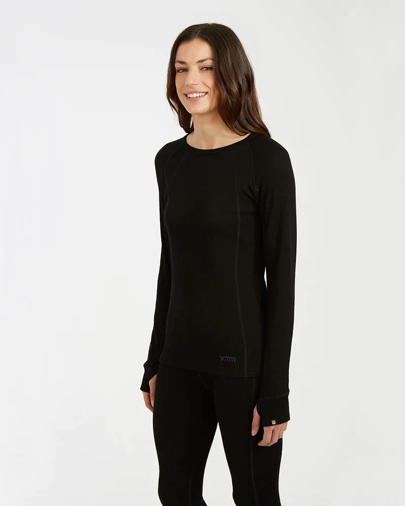 THERMAL TOP-XTM Ladies Merino 230 Wool Long Sleeve Top-Black