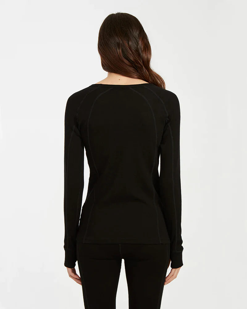 THERMAL TOP-XTM Ladies Merino 230 Wool Long Sleeve Top-Black