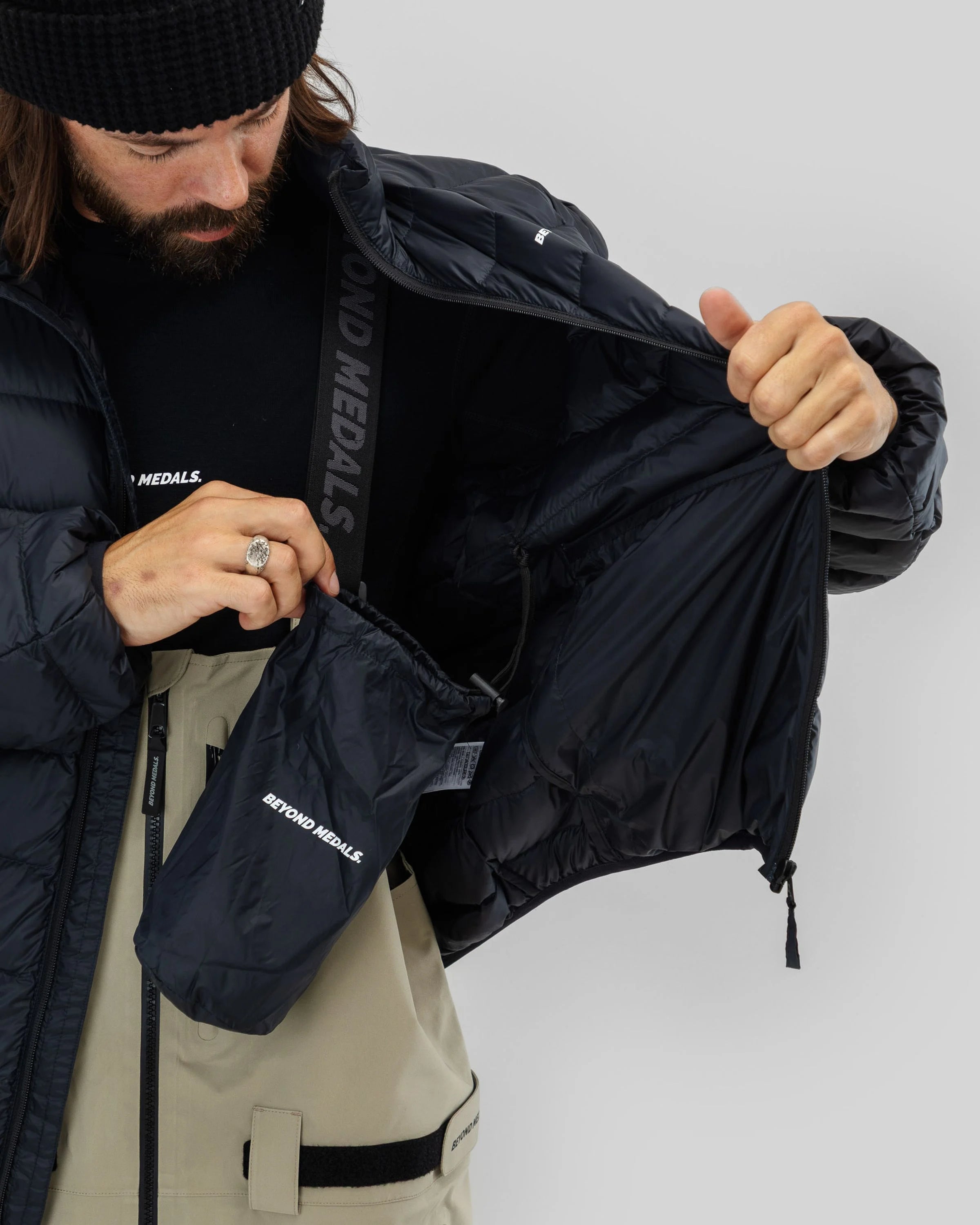 Beyond Medals Packable Down Jacket- Black