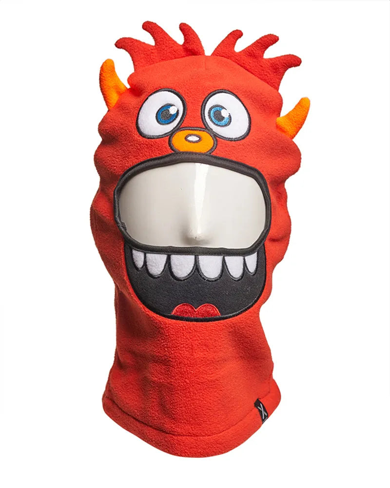 XTM Snow Gremlin Kids' Fun Character Fleece Balaclava, Neck Warmer-Red