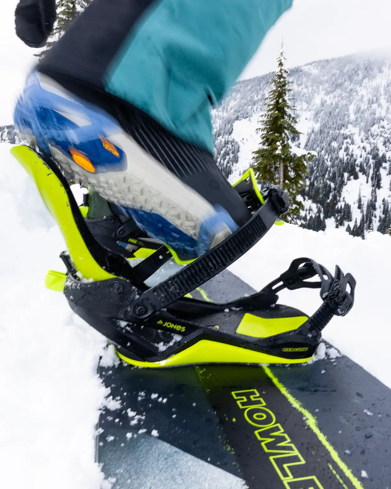 Fase JONES Mercury FASE® Fast Entry Snowboard Bindings-Lime Art, all-terrain freeride