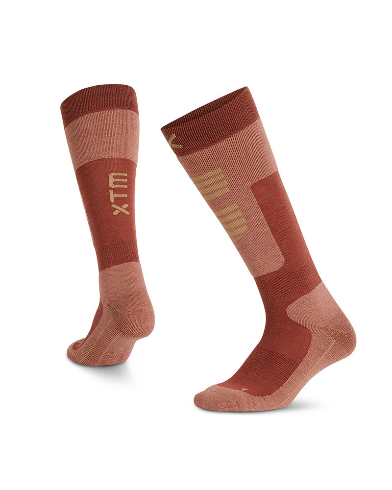 Snow Sock XTM Half Pipe II Merino Wool-Blend Ski Socks- Spice
