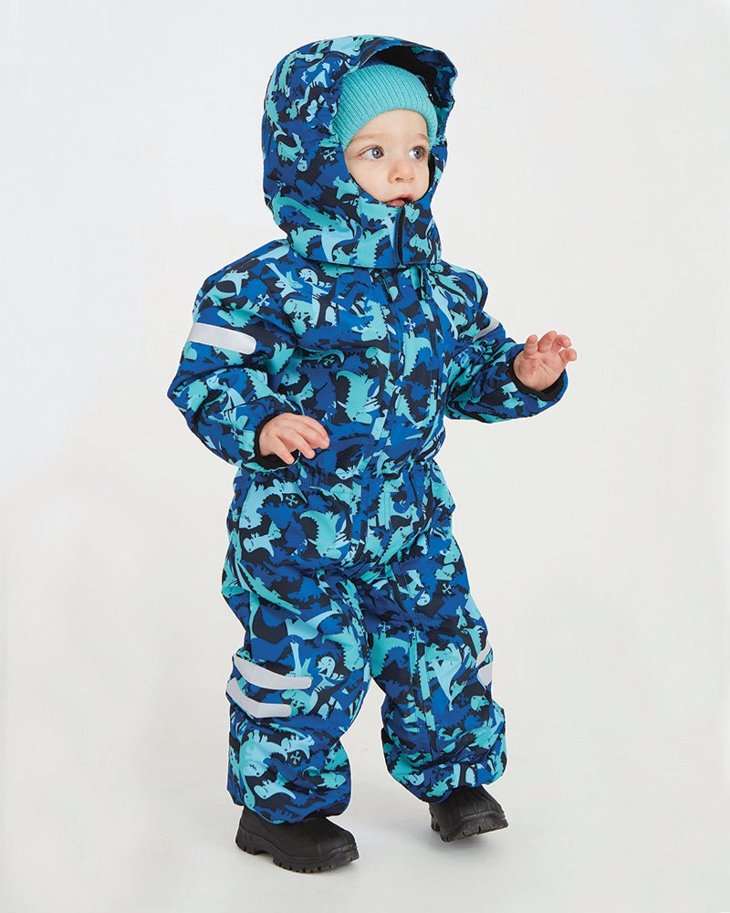 XTM Papoose Kids One-Piece Snow Suit- Blue dino