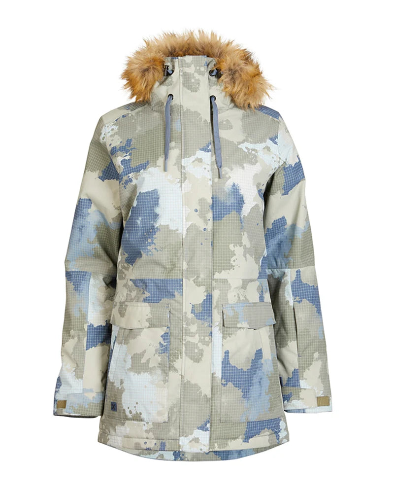 XTM Womens Ryker Snow Jacket- Indigo, Stone Camo NEW