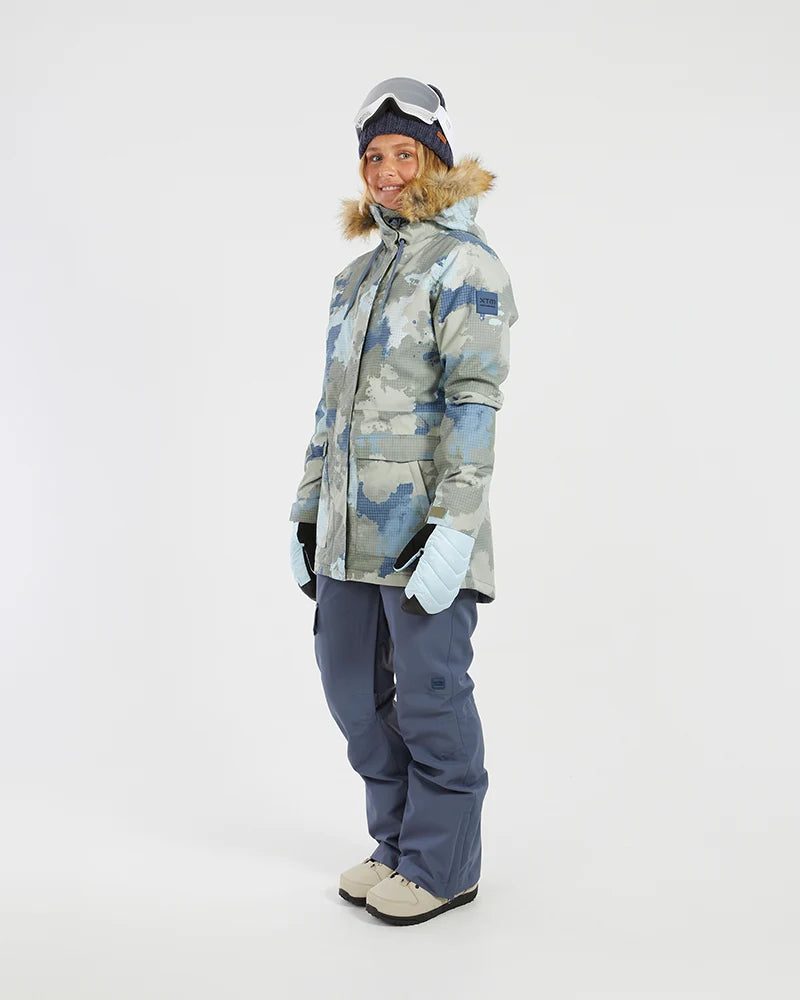 XTM Womens Ryker Snow Jacket- Indigo, Stone Camo NEW