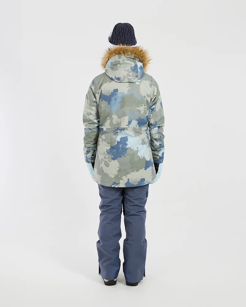 XTM Womens Ryker Snow Jacket- Indigo, Stone Camo NEW