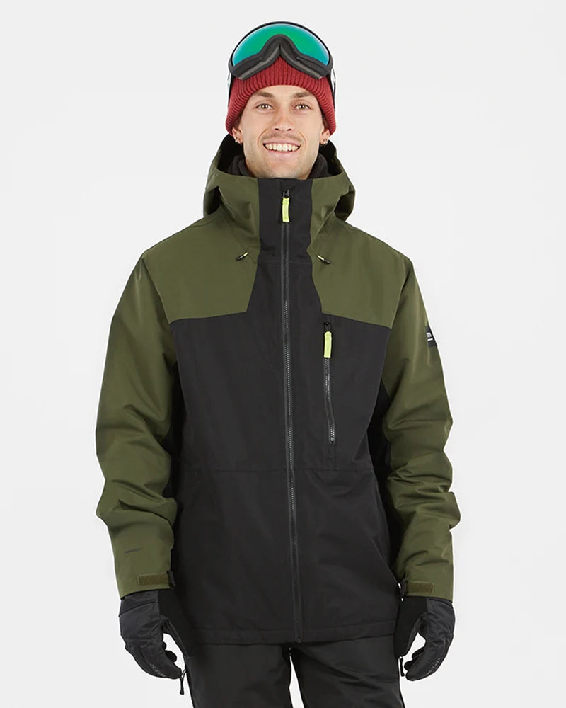 XTM Mens Descent Ski Jacket- Garnet, Evergreen, Stone Grey