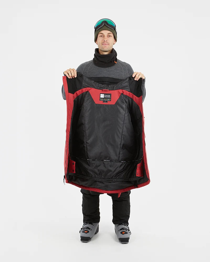 XTM Mens Descent Ski Jacket- Garnet, Evergreen, Stone Grey