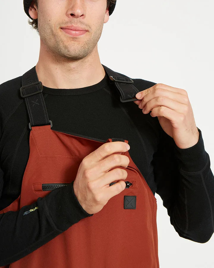 XTM Snow Bib & Brace Fletcher Mens Bib Snow Ski Pant -Brick