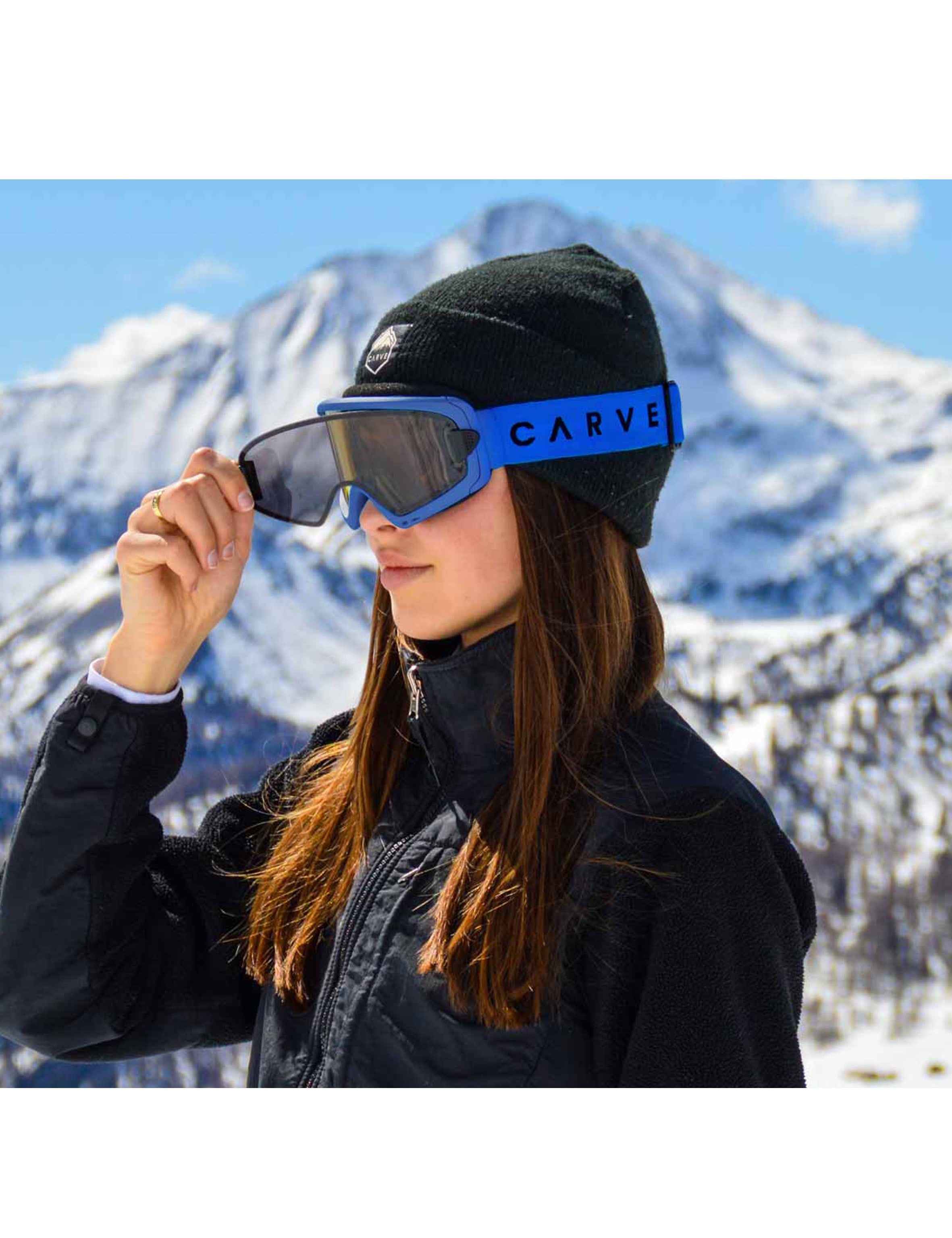 Snow Goggles CARVE CLINGON Blue w/Yellow Lens, Grey Magnetic