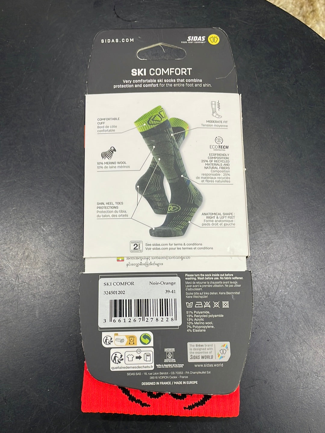 Snow Socks SKI COMFORT Sidas - Black Orange