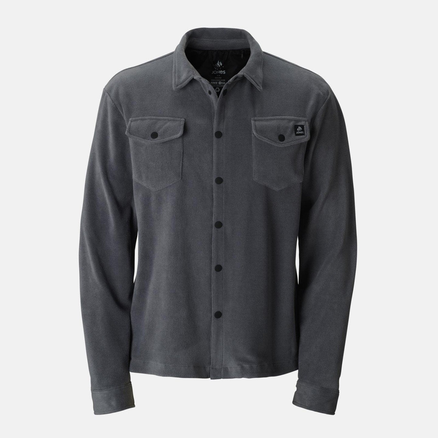 JONES Men's December Recycled Fleece Shirt-Stone Grey