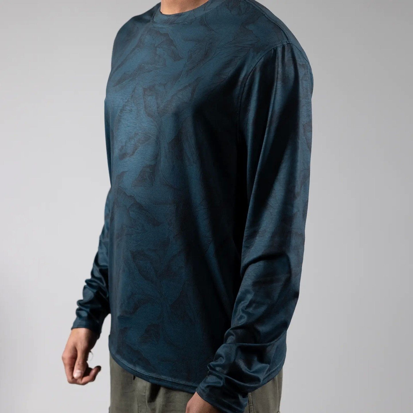 JONES Men's Recycled Long Sleeve Tech Tee- Base Layers- Pacific Teal