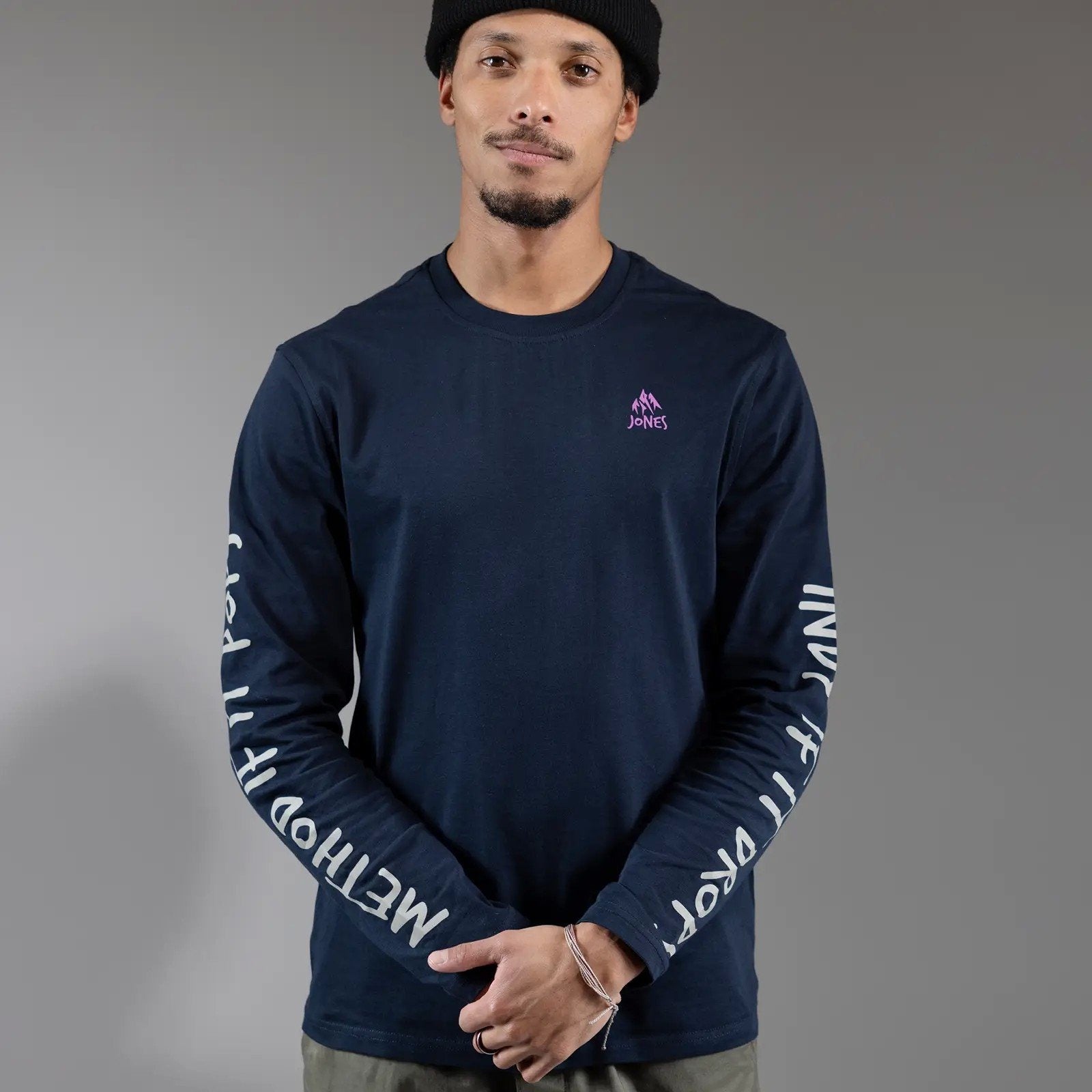 JONES Men's MTN Twin Organic Cotton Long Sleeve Tee- Stealth Black