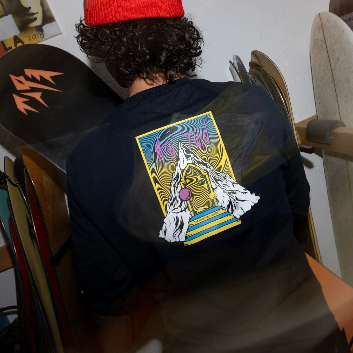 JONES Men's MTN Twin Organic Cotton Long Sleeve Tee- Stealth Black