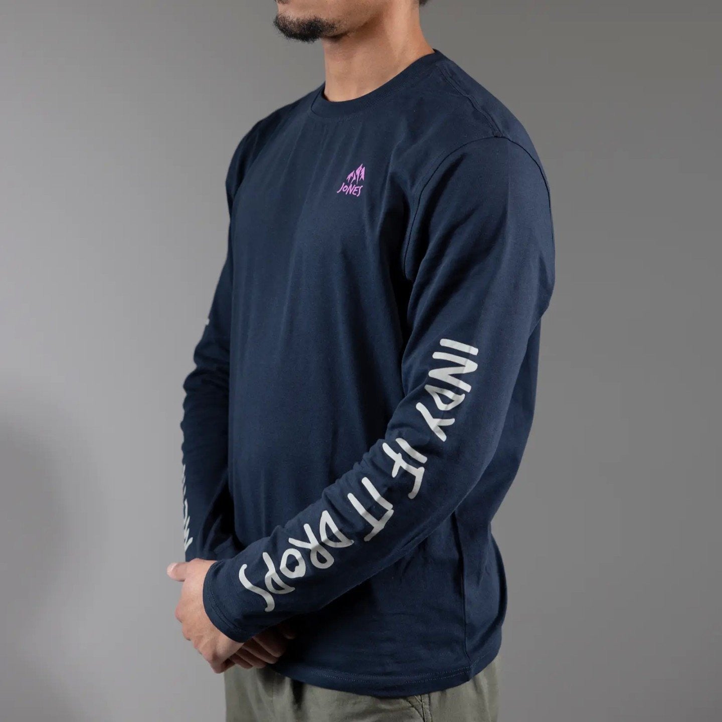 JONES Men's MTN Twin Organic Cotton Long Sleeve Tee- Stealth Black